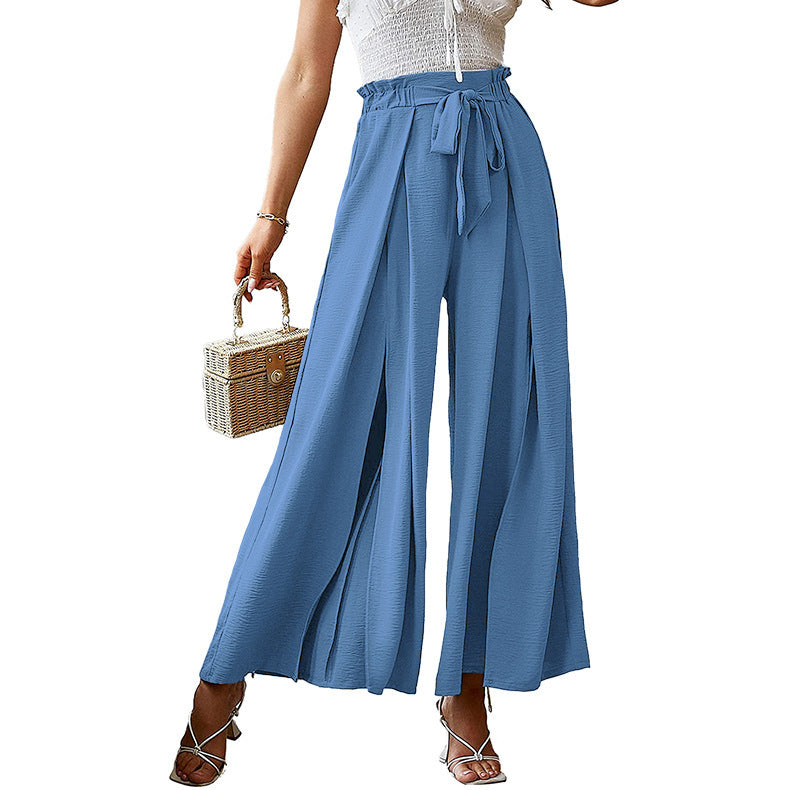 High-Waist Pleated Wide-Leg Pants with a Loose Fit