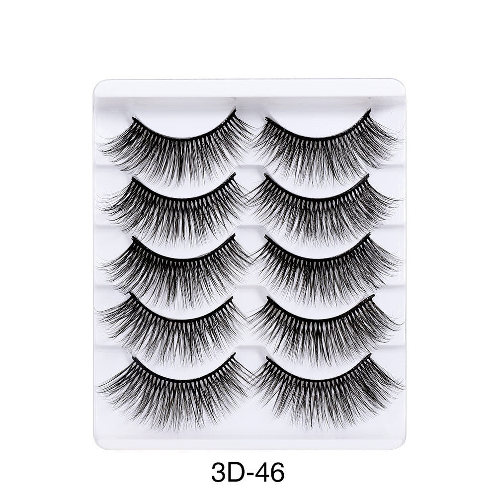 Set of 5 Pairs of Natural Curly and Dense Three-dimensional Simulation 3D False Eyelashes