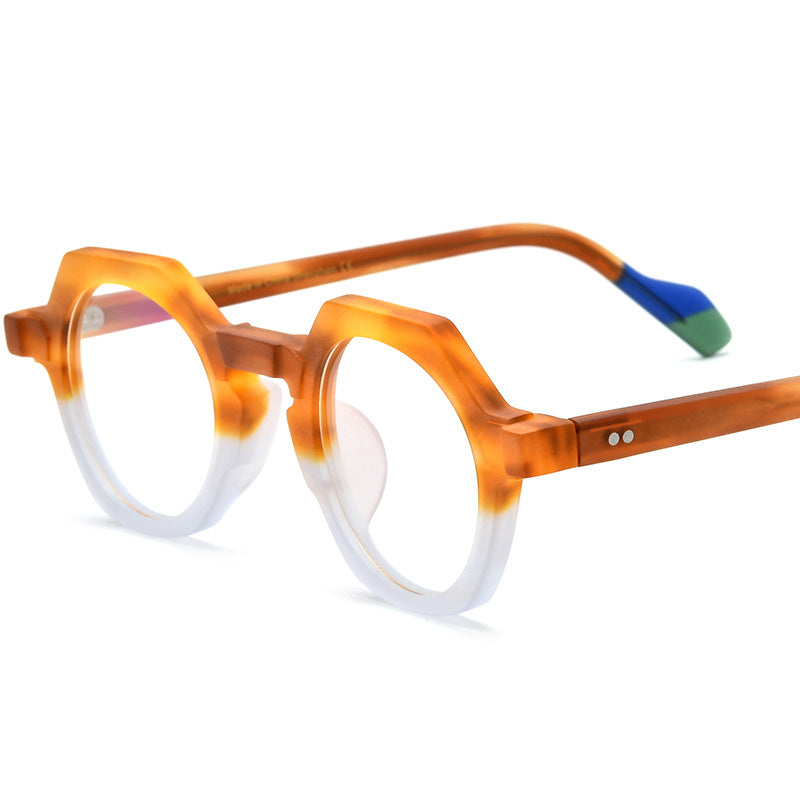 Men And Women Color Combination Personality Fashion Polygon Plate Glasses Frame