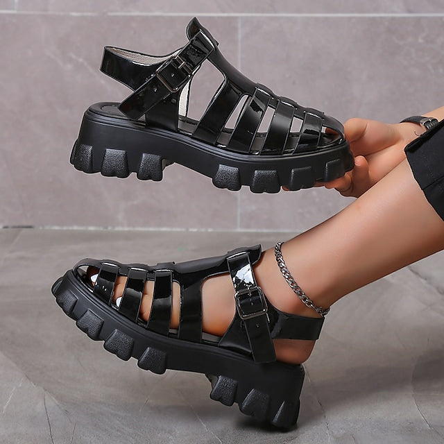 Women's Fashion Platform Cutout Platform Woven Sandals