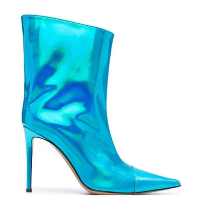 Nightclub Ankle Boots Pointed High Heel 9cm Magic Paint Leather