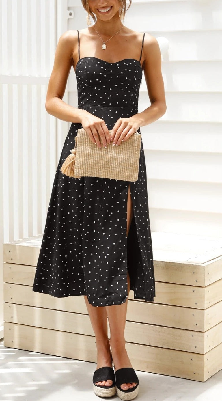 Women's Polka Dot Slit Dress