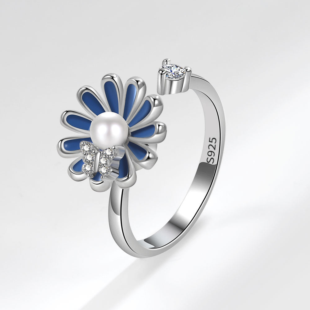 Fashion Adjustable Sunflower Rotating Ring