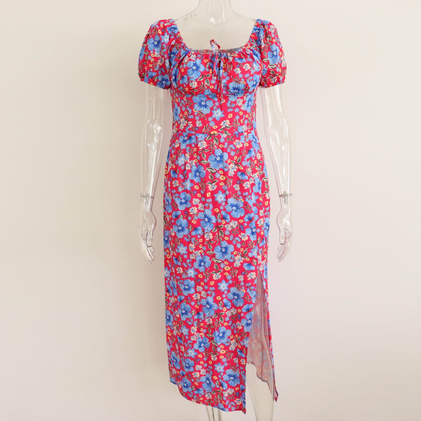 Women's Fashionable French Floral Split Dress