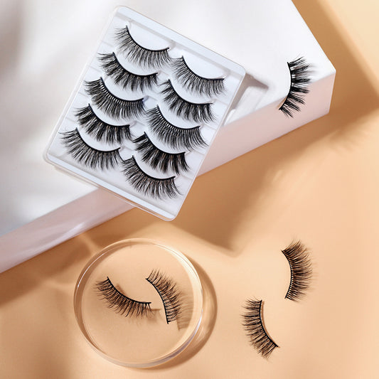 Set of 5 Pairs of Natural Curly and Dense Three-dimensional Simulation 3D False Eyelashes