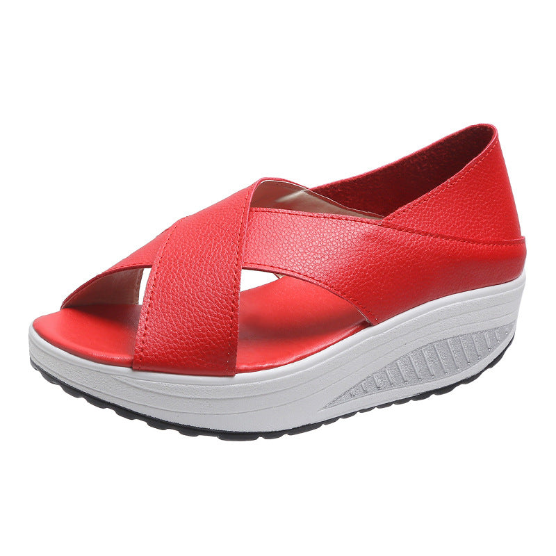 Comfort and Style Breathable Fish Mouth Shaking Shoes for Ladies