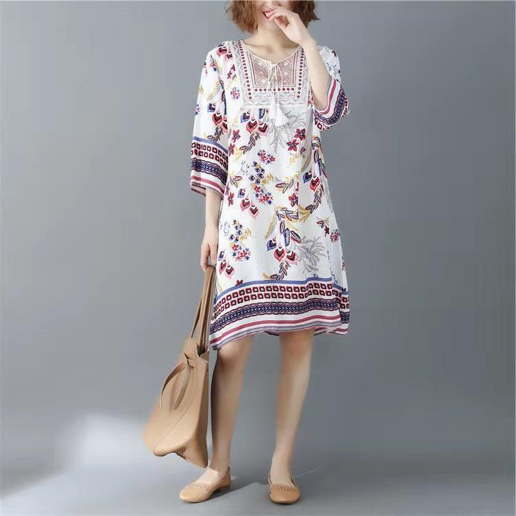 Women's Printed Round Neck Beach Dress