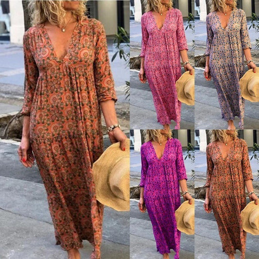 Printed women's long dress