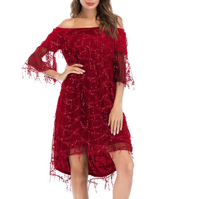 Women's Fashion Loose-fitting Tassel Sequins Dress