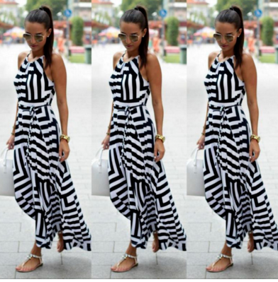 Black and White Print Loose Dress for Women