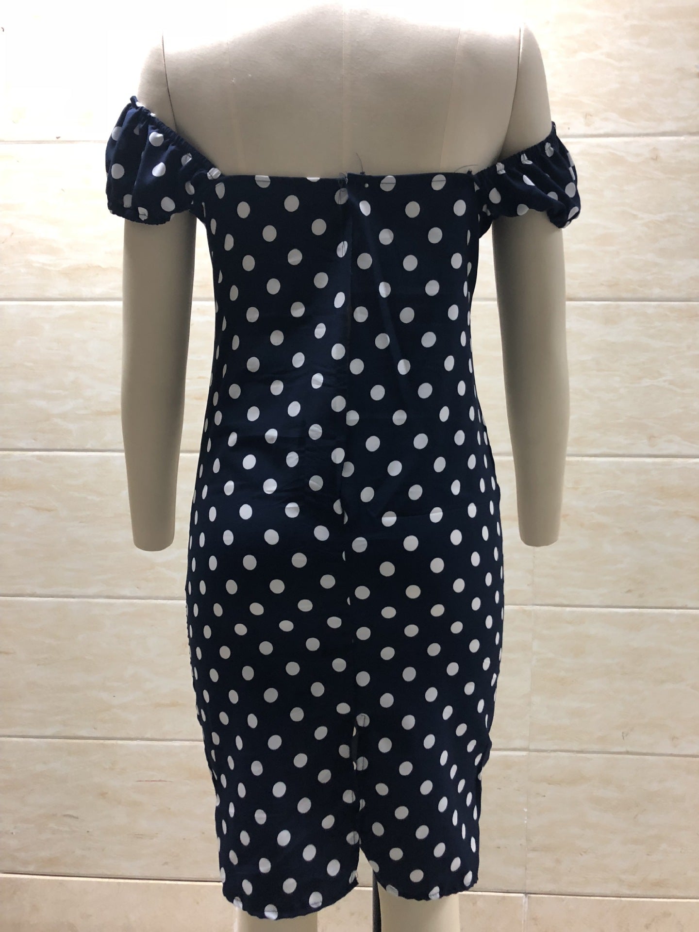 One-Shoulder Split Dress with Polka Dot Tube Top