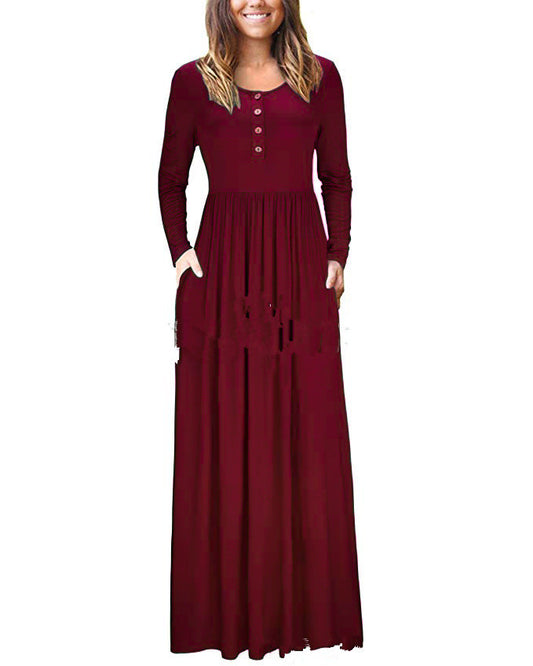 Women's Long Sleeve Dress with Convenient Pockets