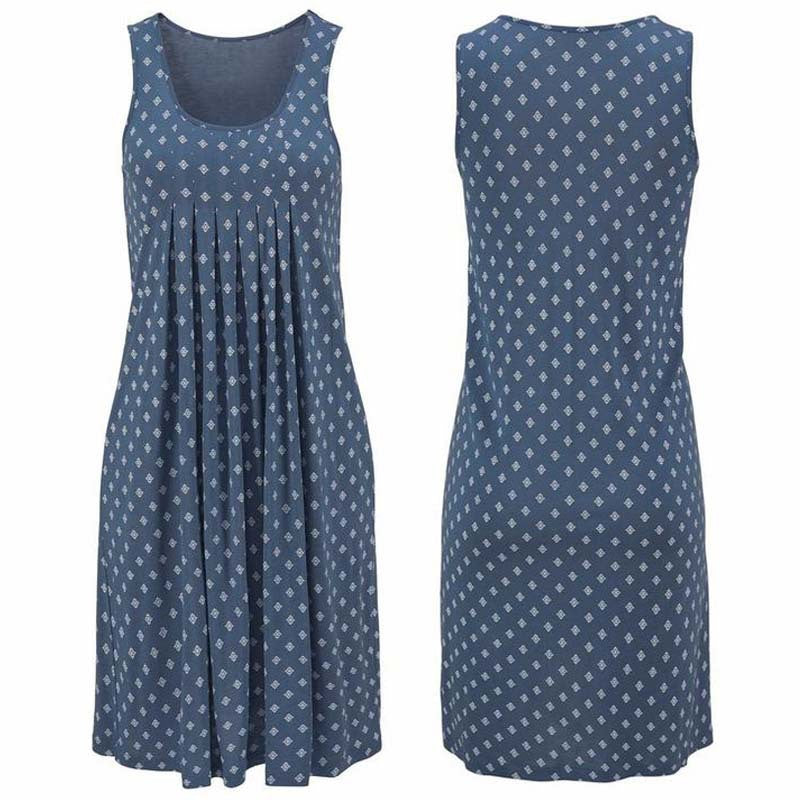 Sleeveless round neck positioning print dress