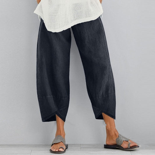 Mid-Rise Wide-Leg Cotton Pants - Perfect for a Casual Look