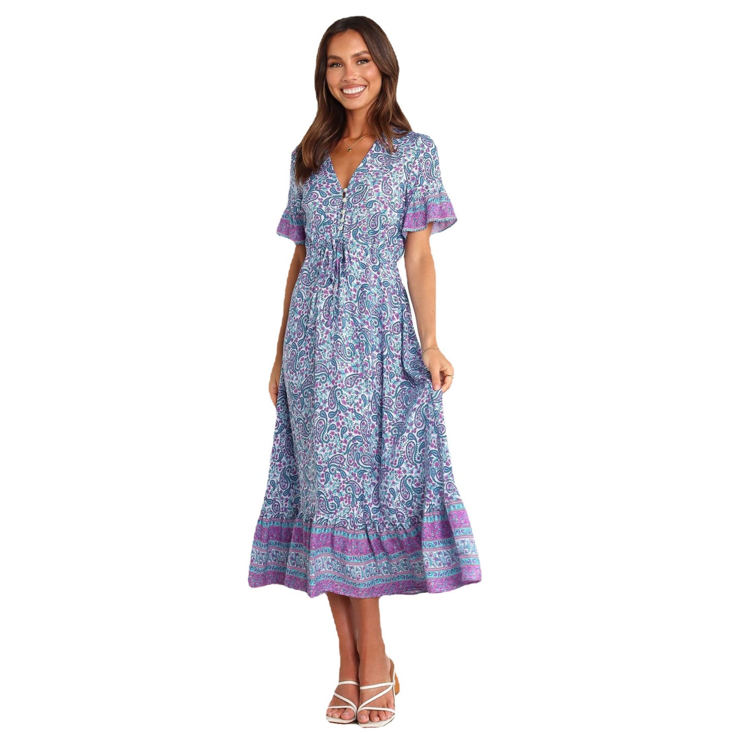 Boho Resort Style Dress with Floral Long Skirt: Perfect for Any Occasion