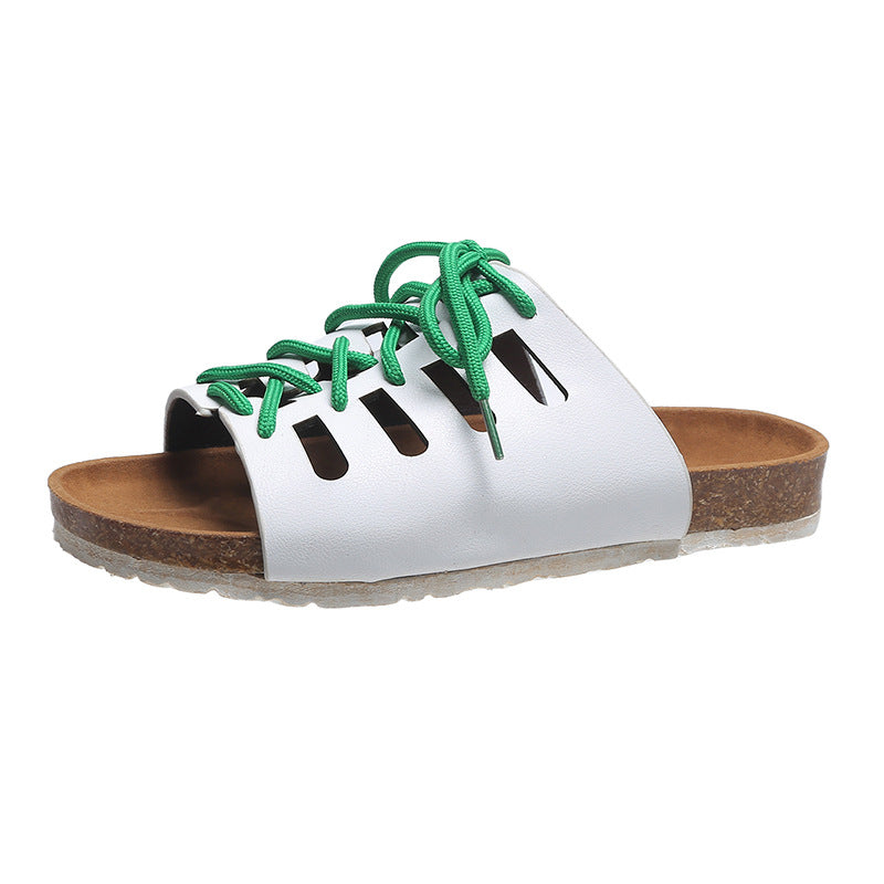 Lace-up Flat Slippers Outdoor Roman Style Sandals For Women