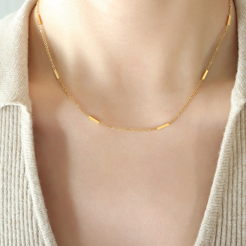 Exquisite And Small Simple Splicing Titanium Steel Gold-plated Necklace