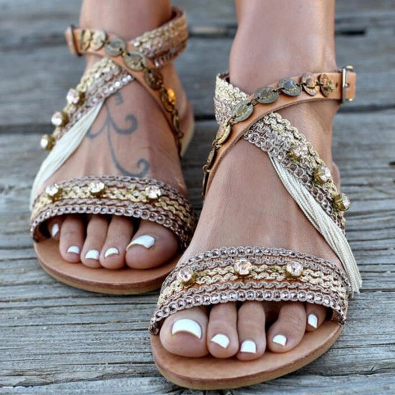 Flat Heel Beach Retro Roman Style Shoes Toe Sandals