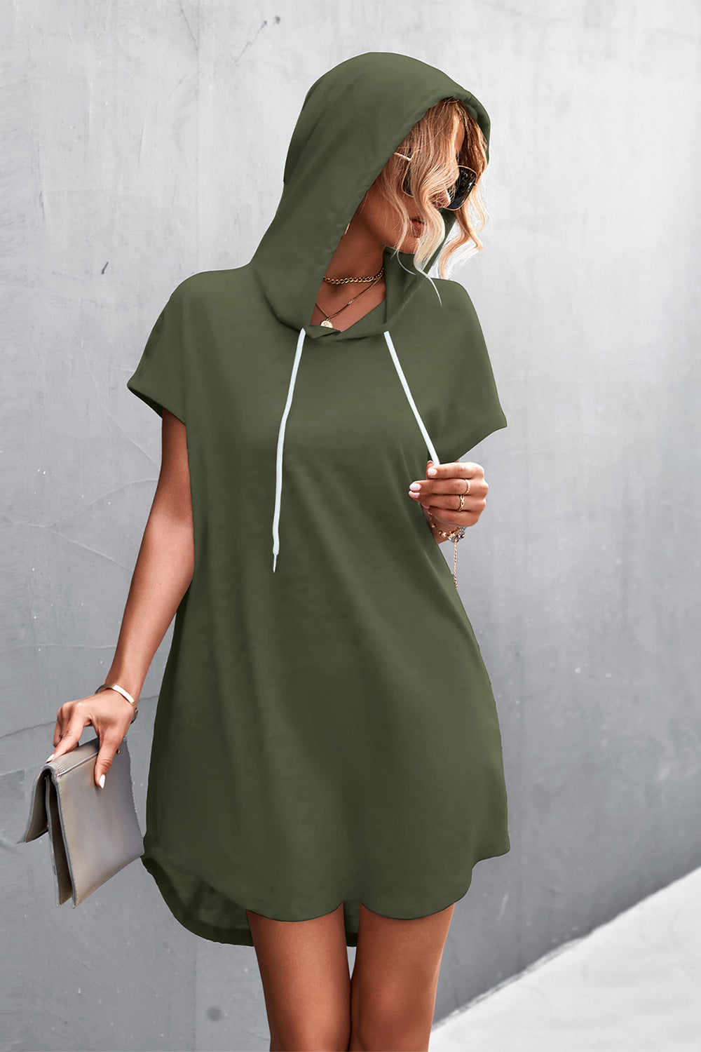 Summer Casual Hooded Solid Color Dress