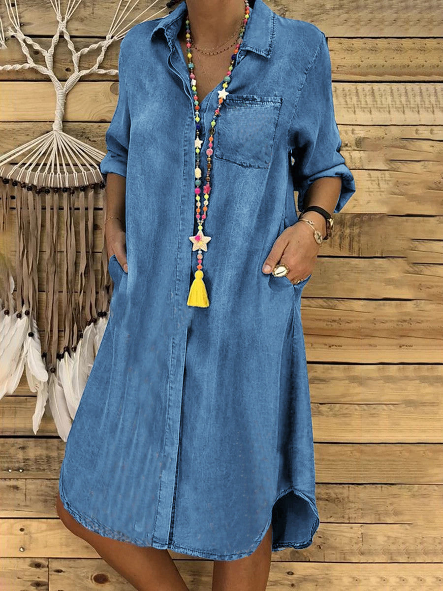 Women's Plus Size Denim Dress Solid Color