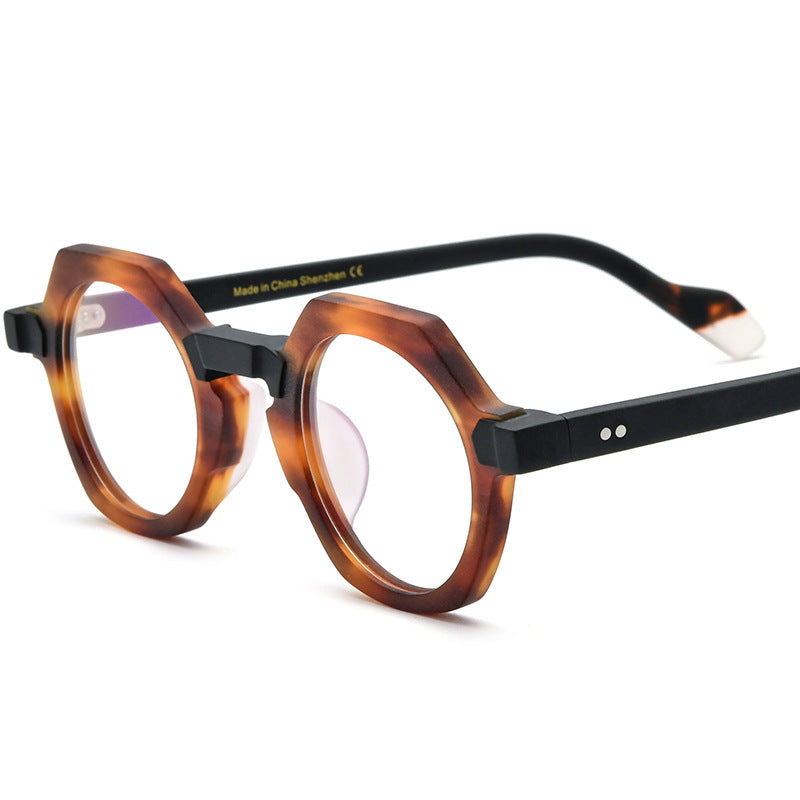 Men And Women Color Combination Personality Fashion Polygon Plate Glasses Frame