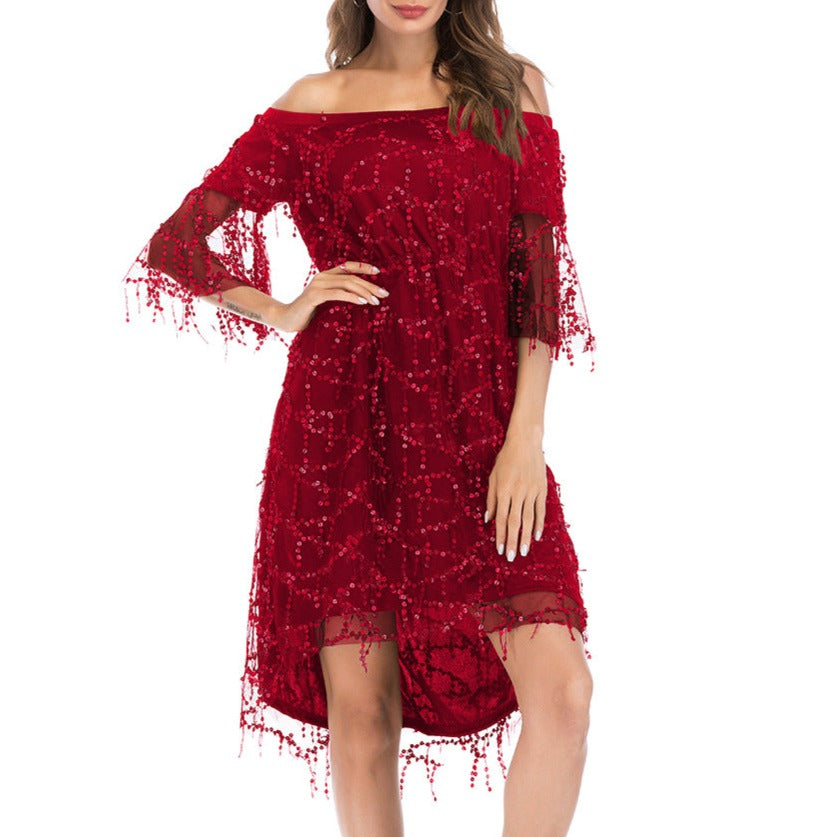 Women's Fashion Loose-fitting Tassel Sequins Dress