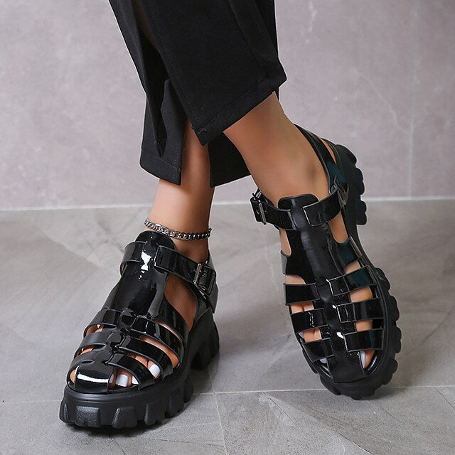 Women's Fashion Platform Cutout Platform Woven Sandals