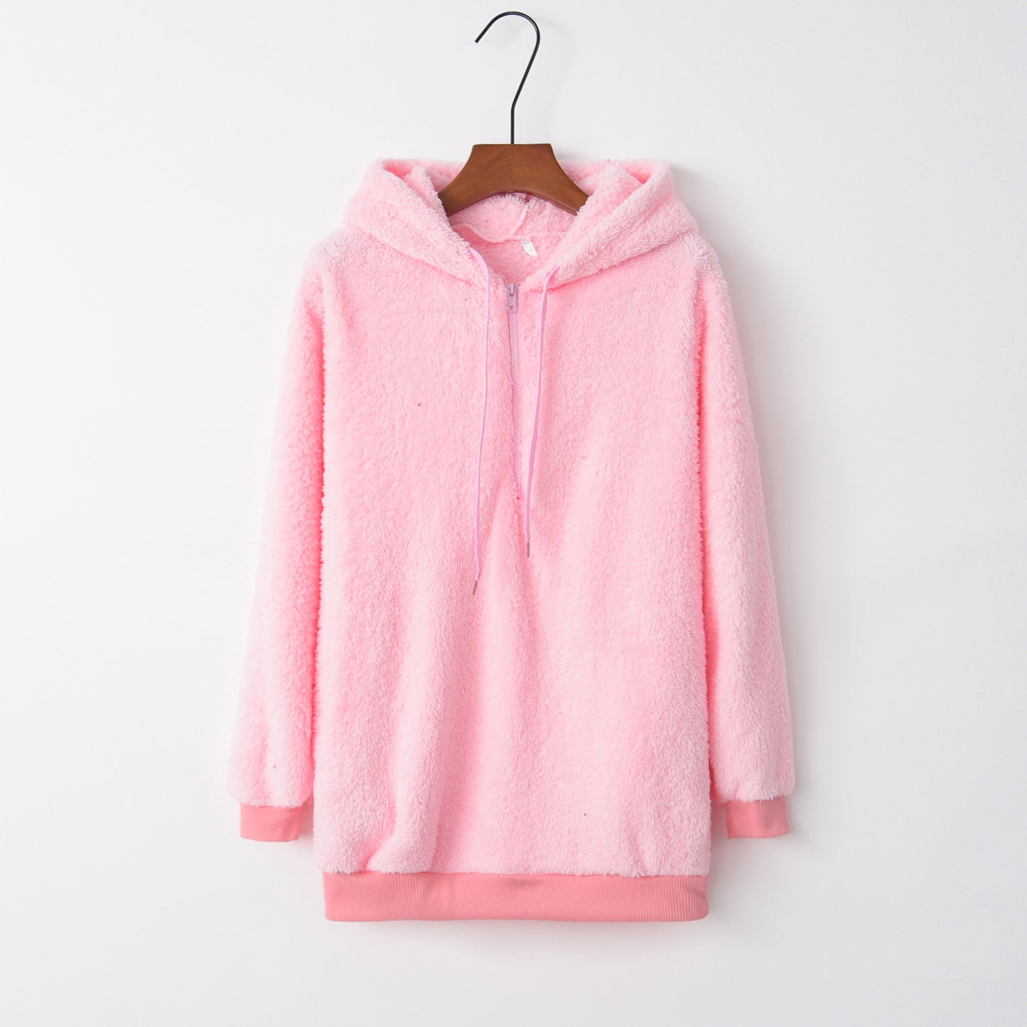 Solid Color Women's Long-Sleeved Hooded Sweater Coat