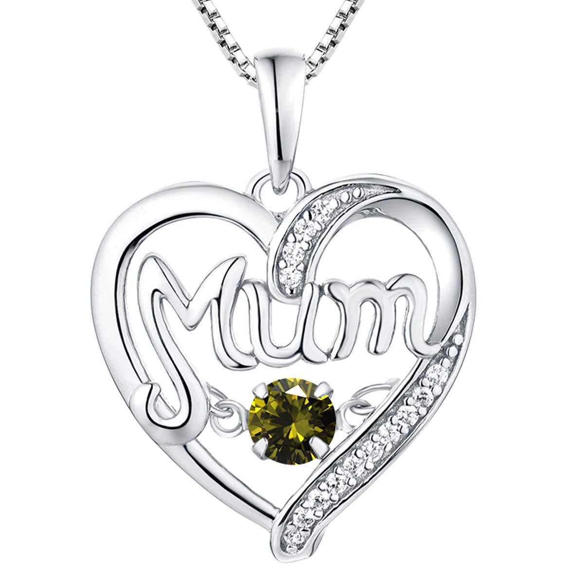 S925 Silver Pulsatile Heart MoM Necklace Mother's Day Gift Birthstones Smart Pendant