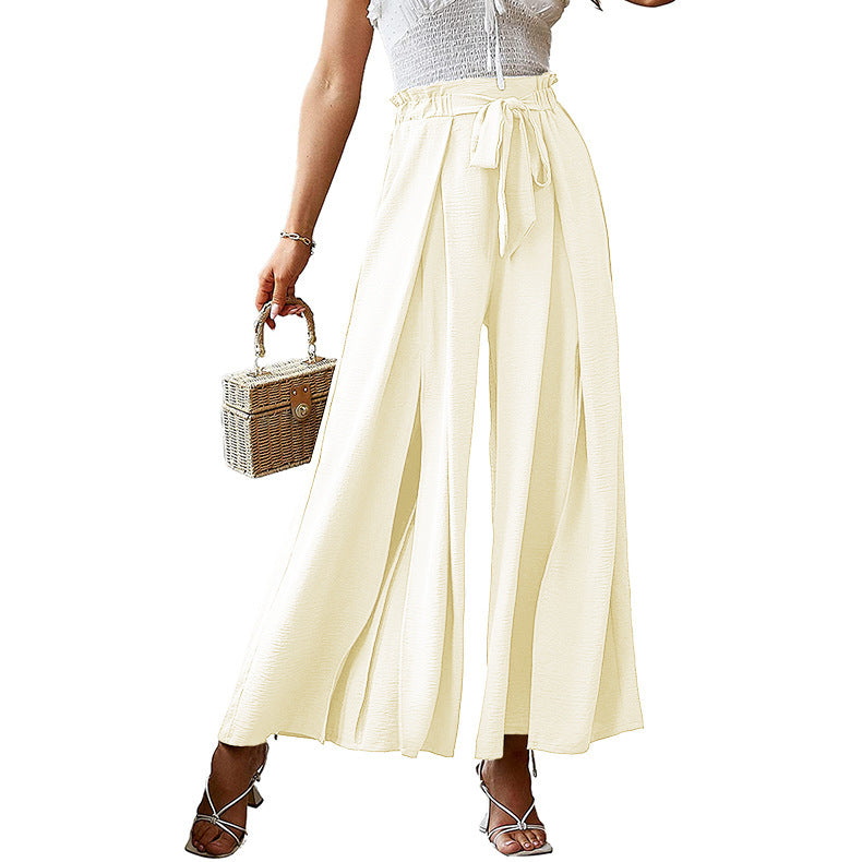 High-Waist Pleated Wide-Leg Pants with a Loose Fit
