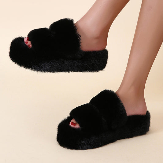 Fluffy Women's Thick-soled Home Slippers