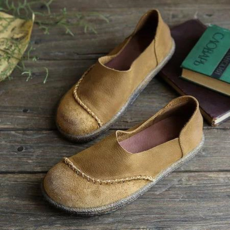 Casual Comfortabele Leren Loafer Met Platte Plateau