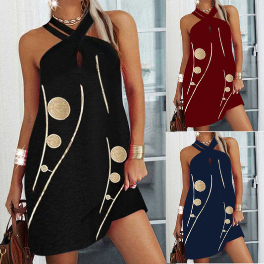 New Women's Loose Print Sleeveless Casual Dress