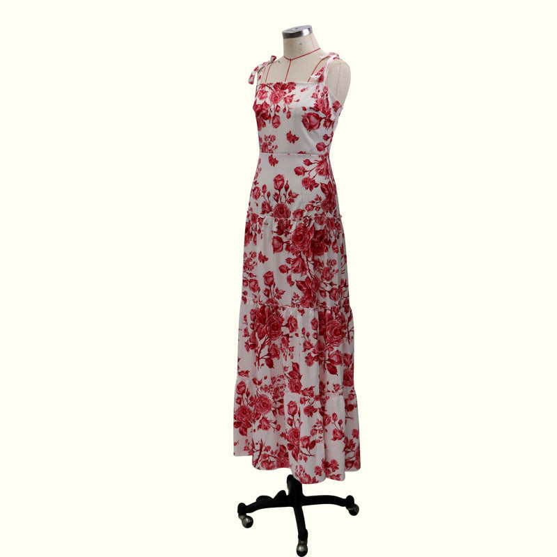 Sleeveless sling print dress