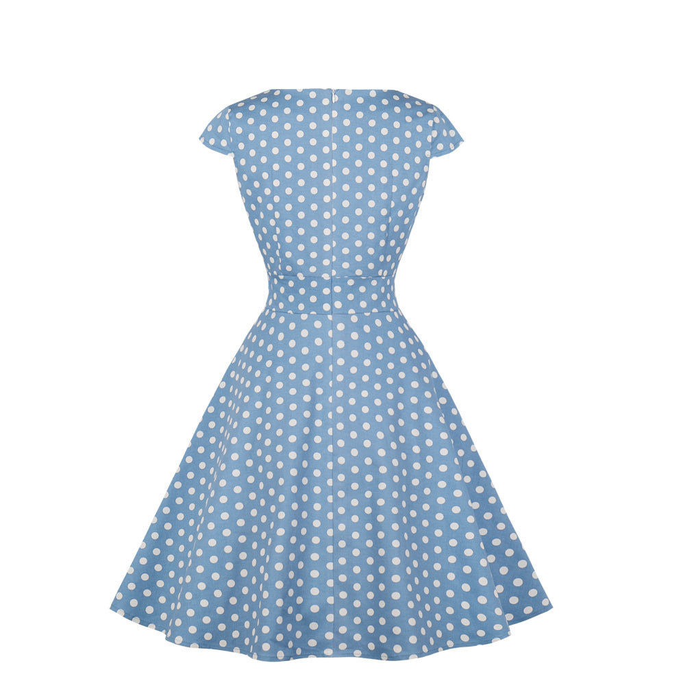 Retro Polka Dot Dress in Hepburn Style