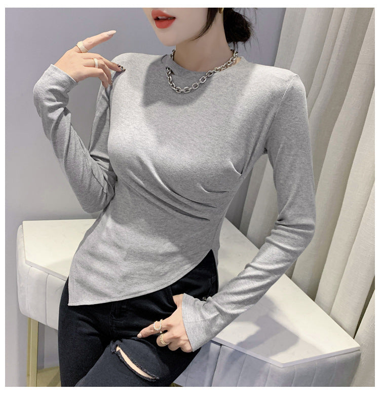 Fashion Net Red Solid Slim Chain Long Sleeve