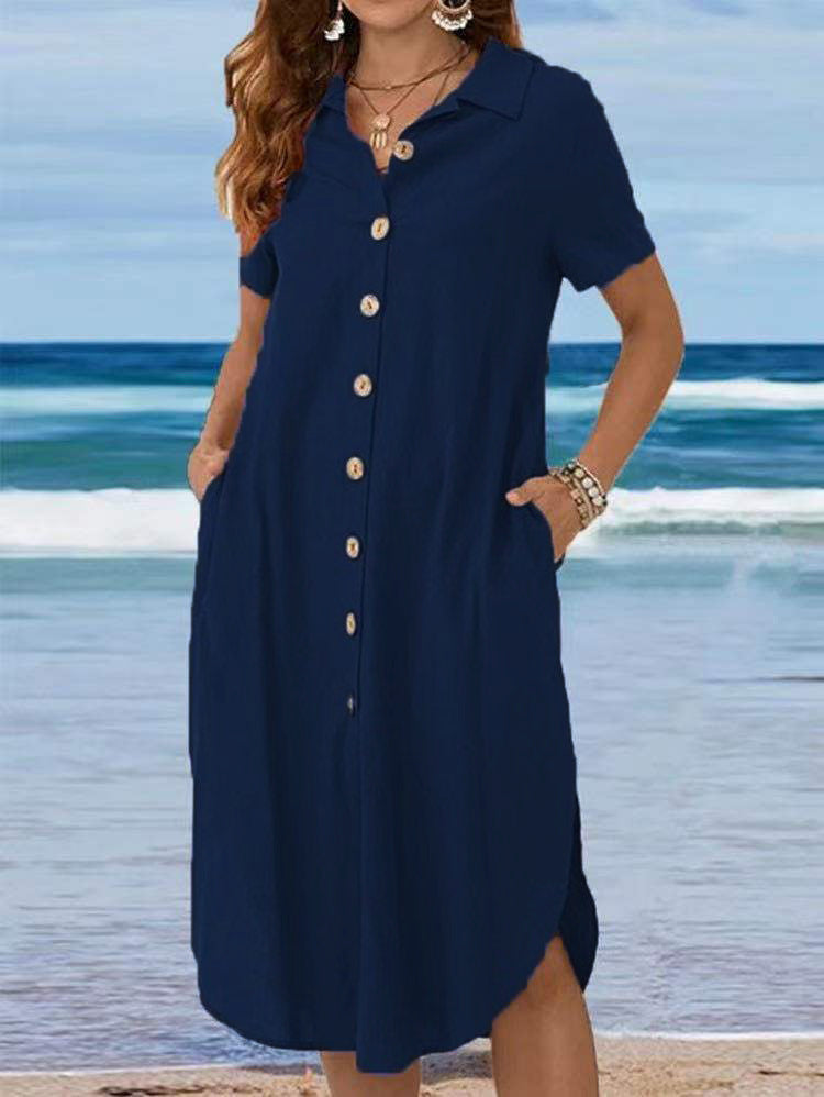 Women's Cotton Linen Loose Casual Dress