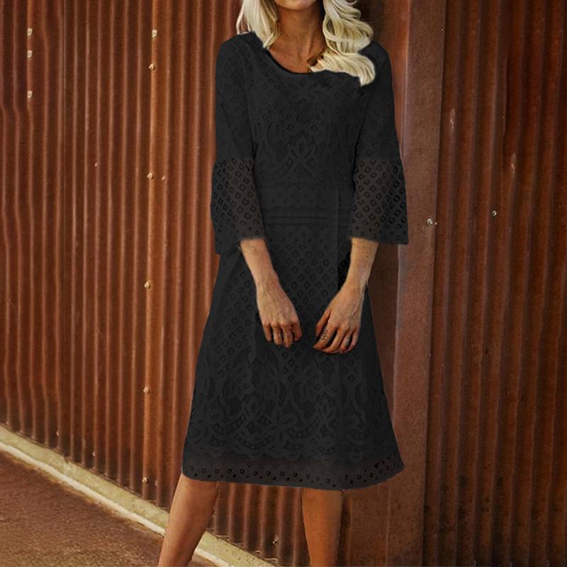 Lace hook flower cutout dress