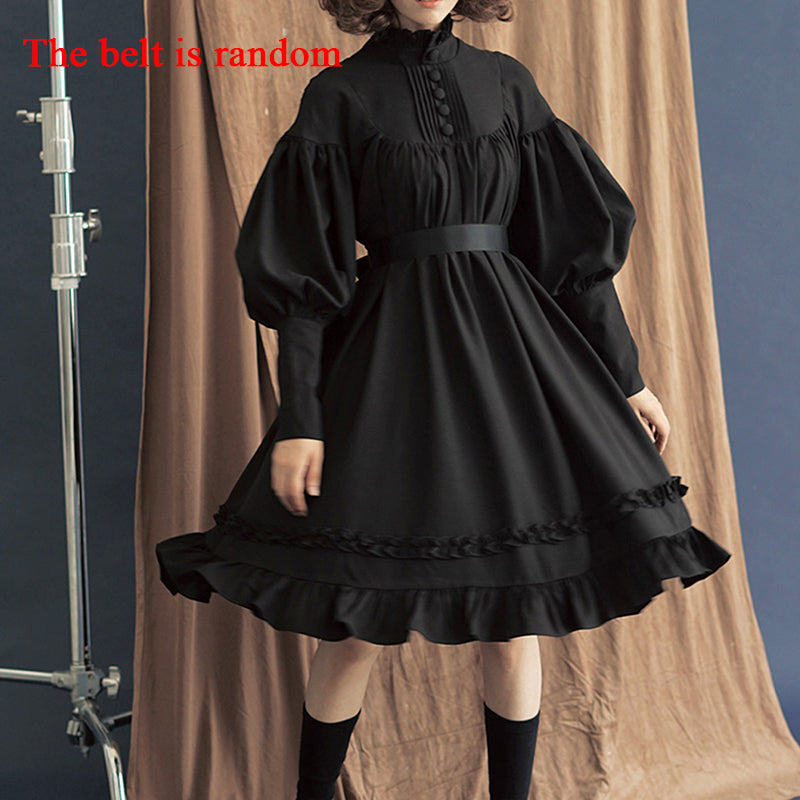 Lolita Princess Dress: Long Sleeve Lace Dress with Button Detail