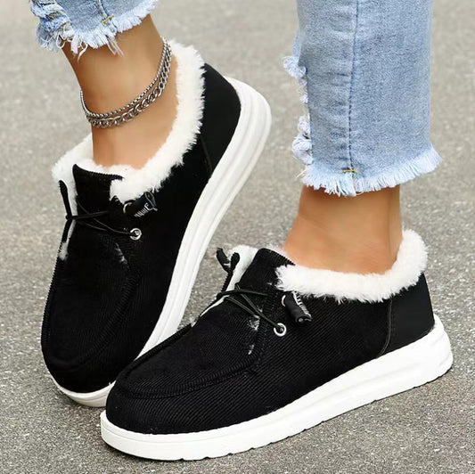 Solid Color Low Top Round Toe Flat Heel Casual Cotton Shoes