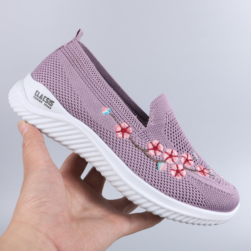 Summer Walking Shoes Women's Old Beijing Cloth Shoes Women's Mesh Breathable Casual Mom Shoes