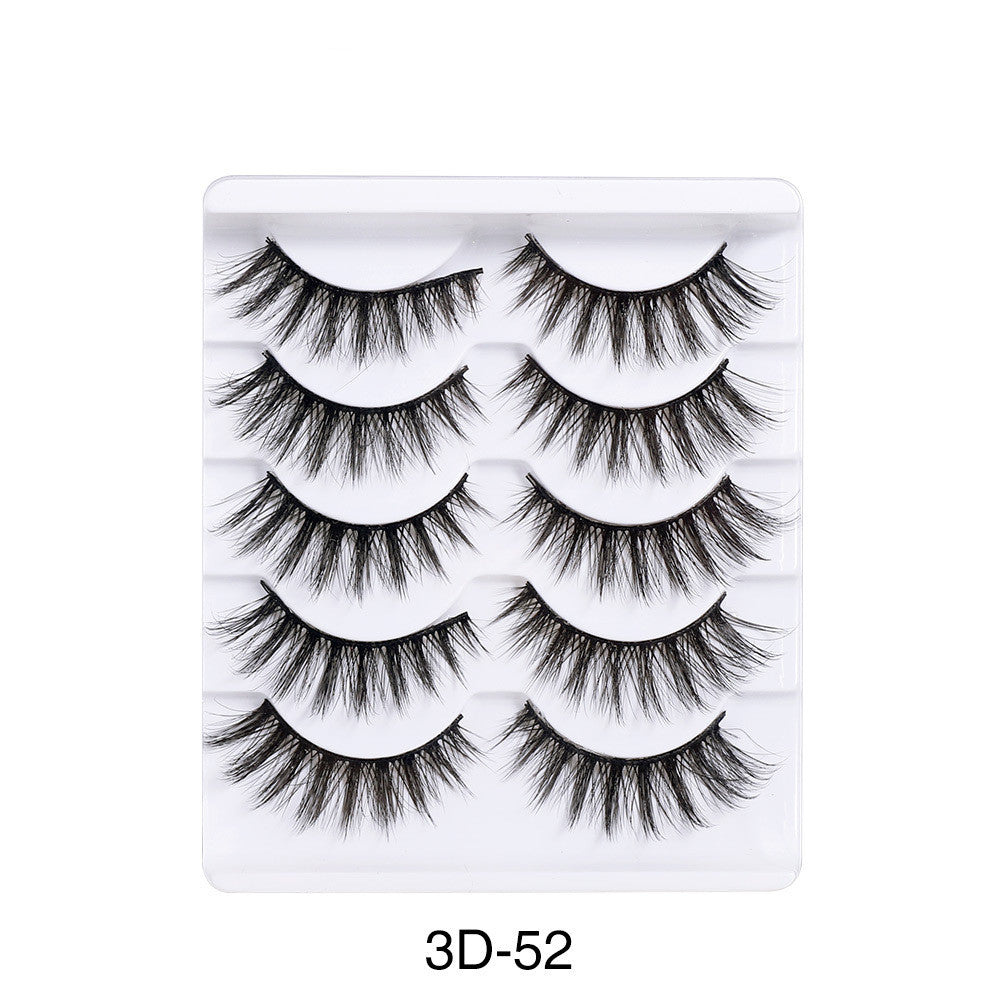 Set of 5 Pairs of Natural Curly and Dense Three-dimensional Simulation 3D False Eyelashes