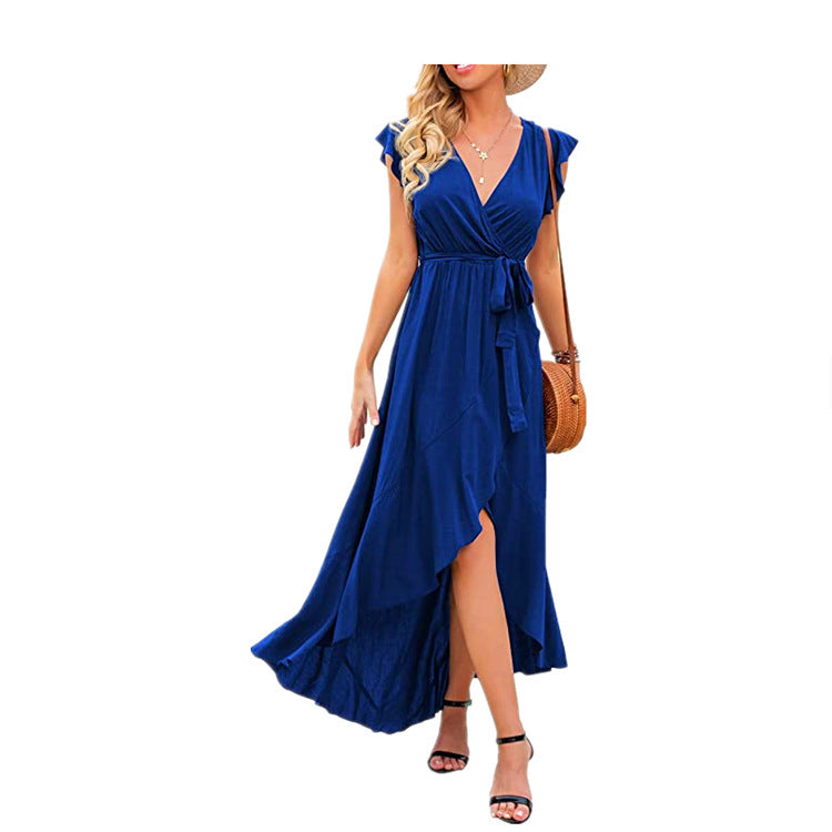 Step into Style with a Women's Irregular Swing Dress Featuring Slits and Straps