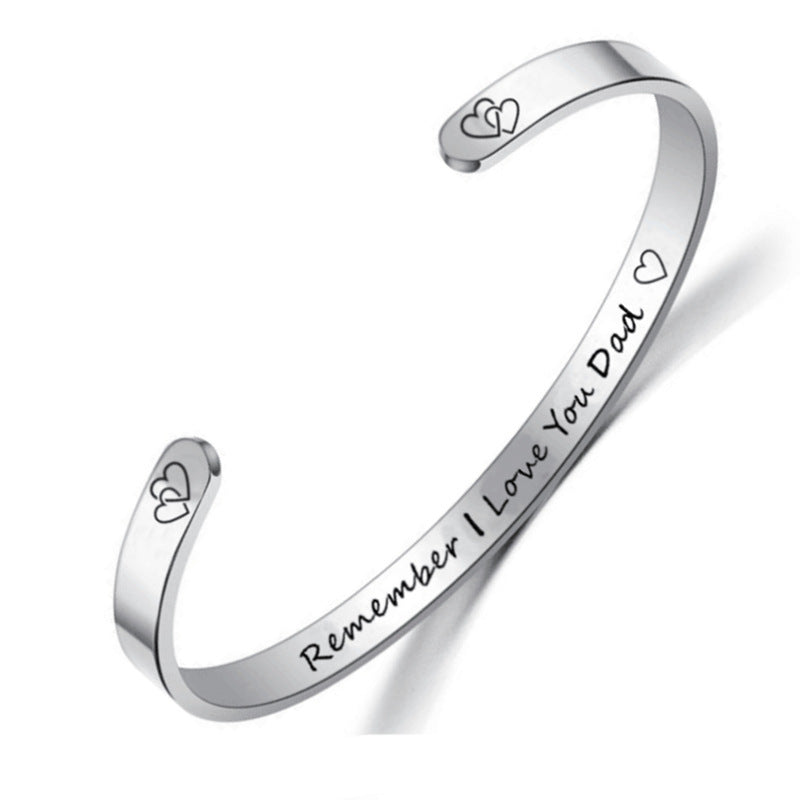 Stainless Steel C-shaped Engraved Bracelet Ring