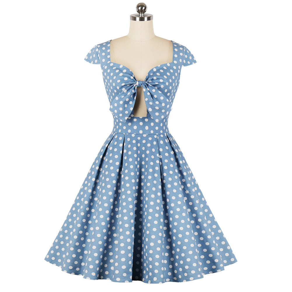 Retro Polka Dot Dress in Hepburn Style