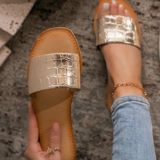 Square-Toe Roman Checkered Women's Sandals