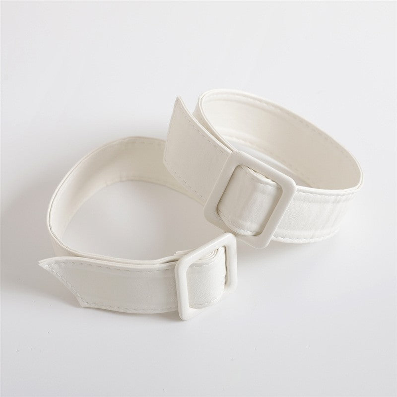 Soft Leather Trench Cuffs With Hand Wrist Strap