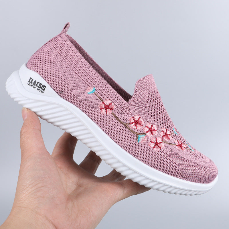 Summer Walking Shoes Women's Old Beijing Cloth Shoes Women's Mesh Breathable Casual Mom Shoes