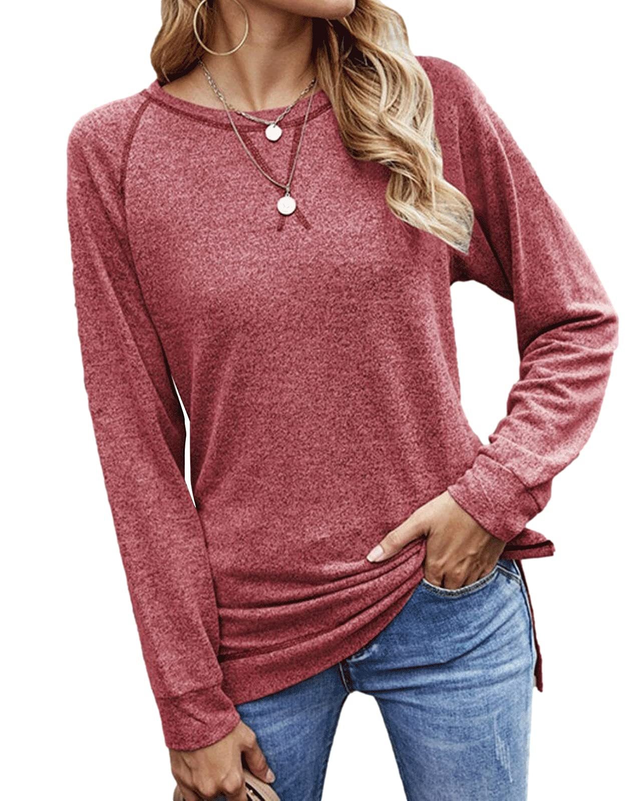 Women's Fashion Round Neck Solid Color Top
