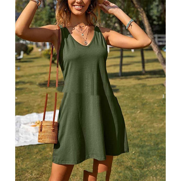 Women's Solid Color Tank Top Casual Oversized Loose Fitting Dress